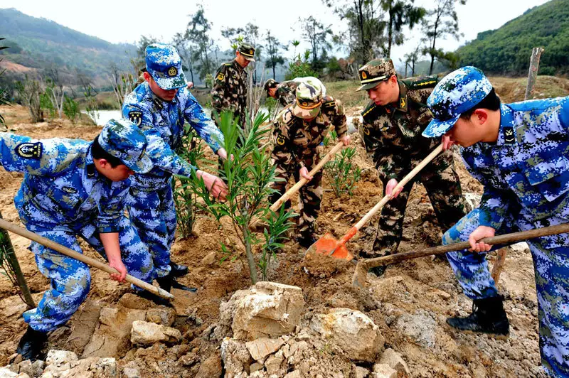 Image result for soldiers in china plant trees