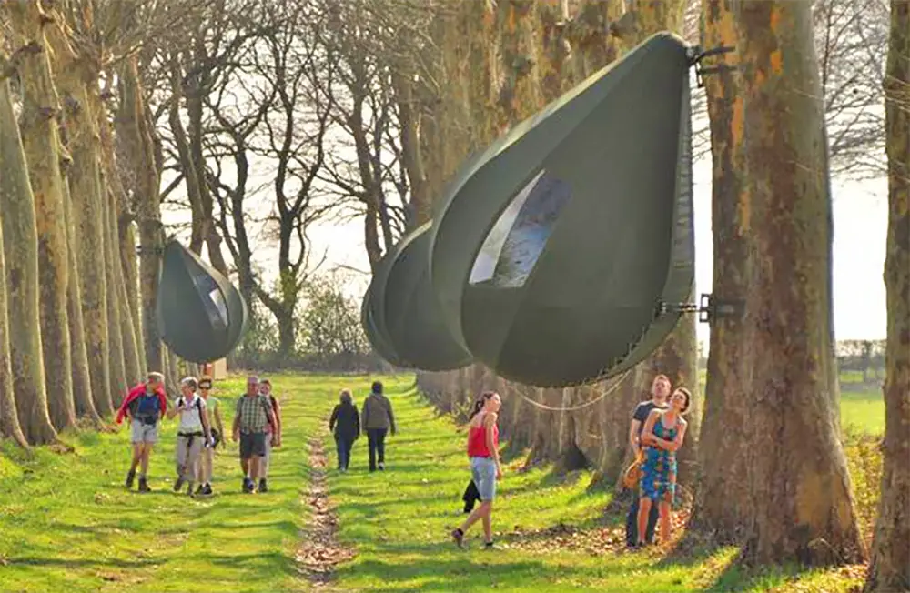 these incredible raindrop shaped tree tents let you sleep in the trees 4279