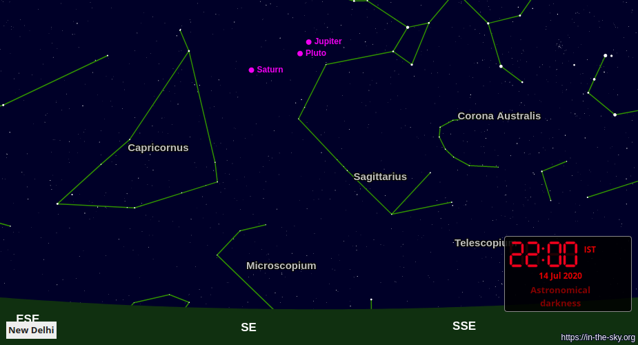 Jupiter in the July night sky