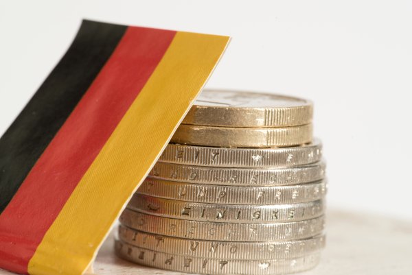 flag of germany and euro coins