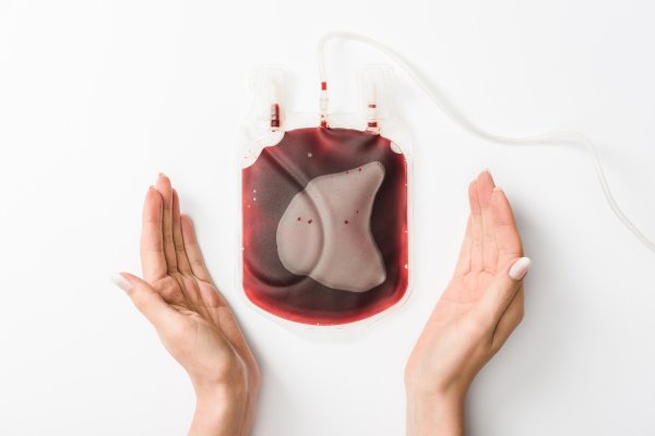 cropped view of woman holding drip with blood on w 2021 08 31 22 11 51 utc