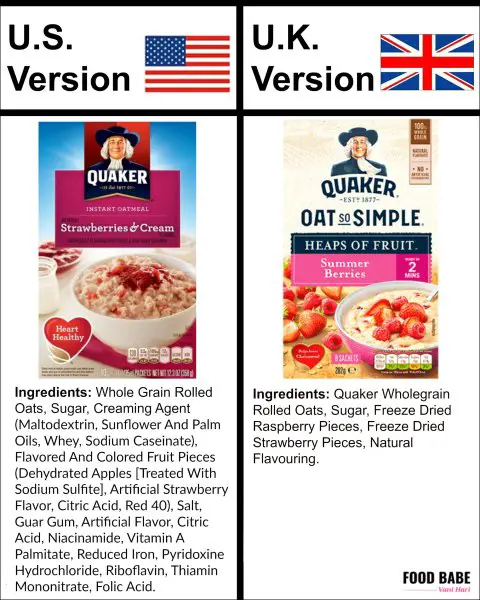 U.S. vs. Uk quaker oats packets